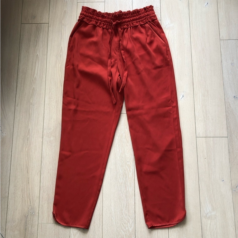 Zara TRF Collection Cropped Drawstring Pants in Burnt Orange Size S